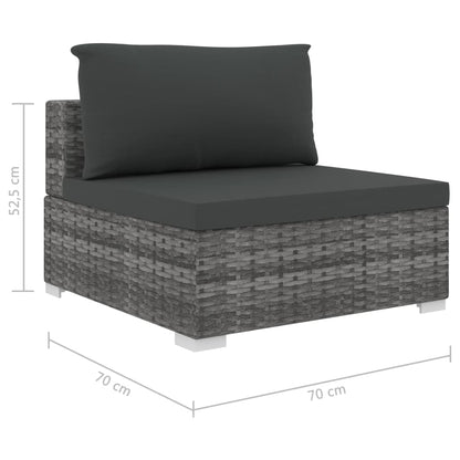 Set Divani da Giardino 5 pz con Cuscini in Polyrattan Grigio | homemem39