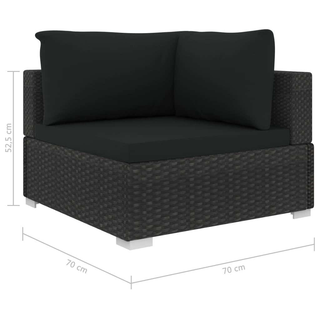 Set Divani da Giardino 5 pz con Cuscini in Polyrattan Nero - homemem39