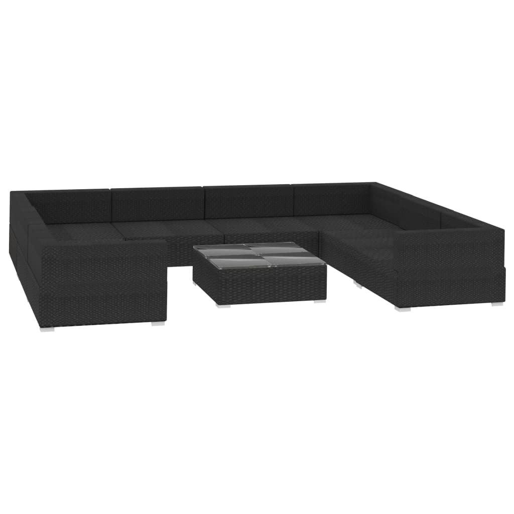 Set Divani da Giardino 9 pz con Cuscini in Polyrattan Nero | homemem39