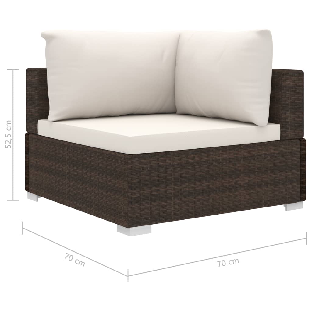 Set Divani da Giardino 11 pz con Cuscini in Polyrattan Marrone - homemem39