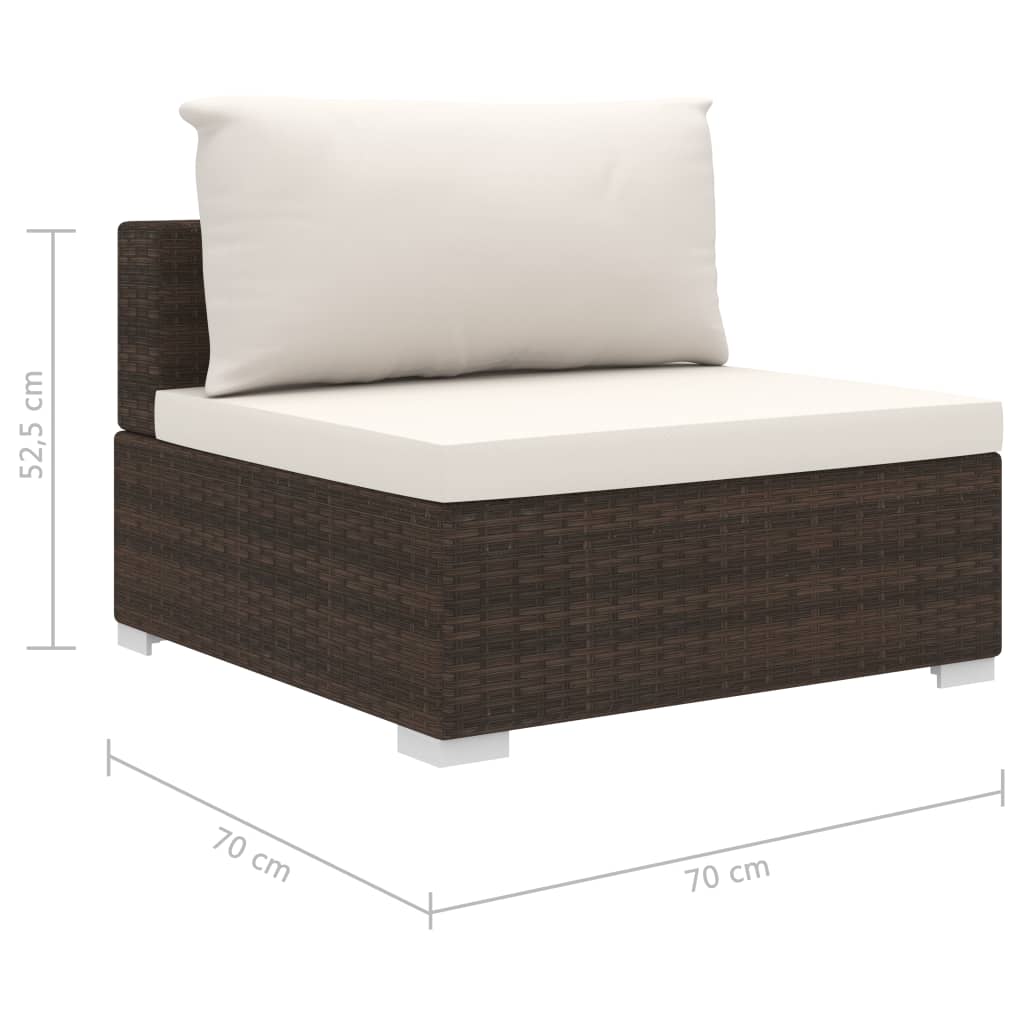 Set Divani da Giardino 11 pz con Cuscini in Polyrattan Marrone - homemem39