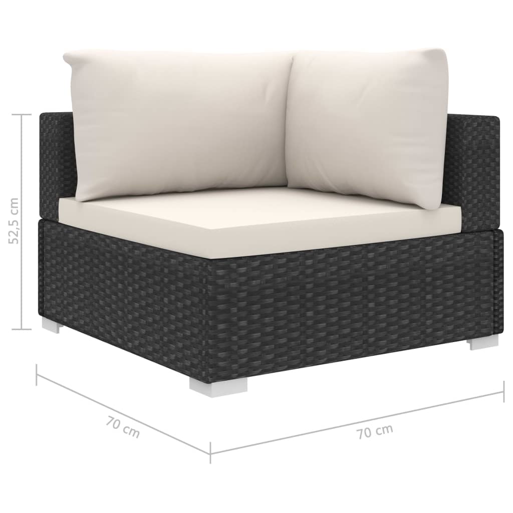 Set Divani da Giardino 11 pz con Cuscini in Polyrattan Nero - homemem39