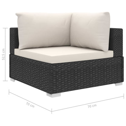 Set Divani da Giardino 11 pz con Cuscini in Polyrattan Nero - homemem39