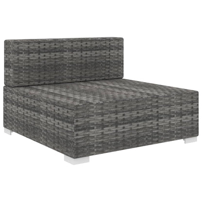 Seduta Centrale Modulare 1 pz con Cuscini in Polyrattan Grigio - homemem39