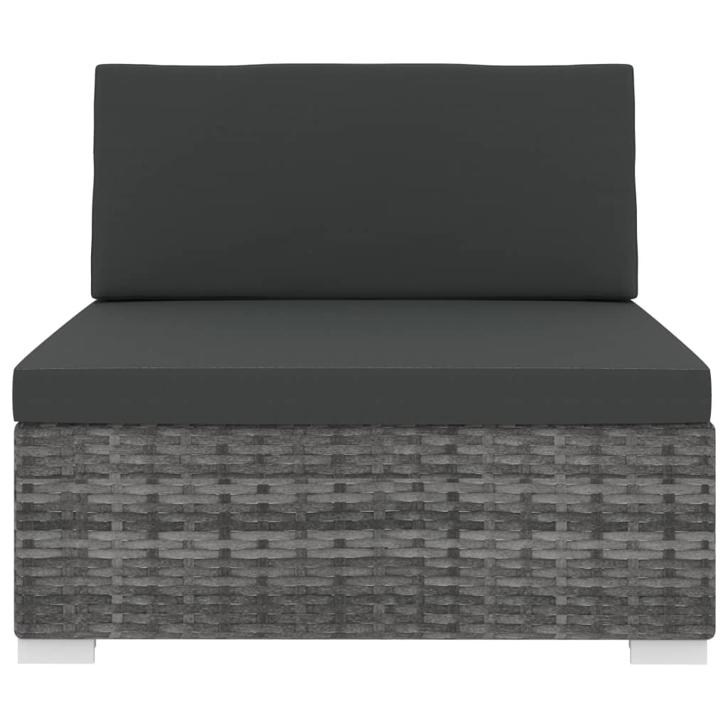 Seduta Centrale Modulare 1 pz con Cuscini in Polyrattan Grigio - homemem39