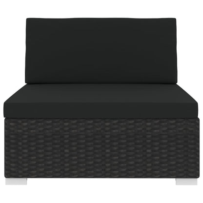 Seduta Centrale Modulare 1 pz con Cuscini in Polyrattan Nero - homemem39