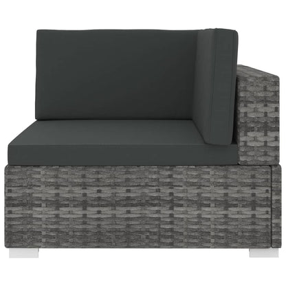 Poltrona Modulare ad Angolo 1 pz con Cuscini Polyrattan Grigio - homemem39