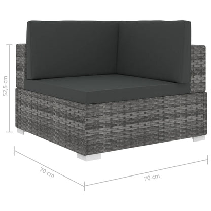 Poltrona Modulare ad Angolo 1 pz con Cuscini Polyrattan Grigio - homemem39