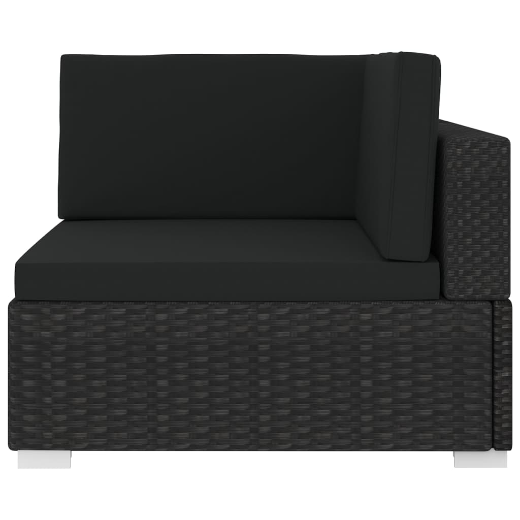 Poltrona Modulare ad Angolo 1 pz con Cuscini in Polyrattan Nero - homemem39