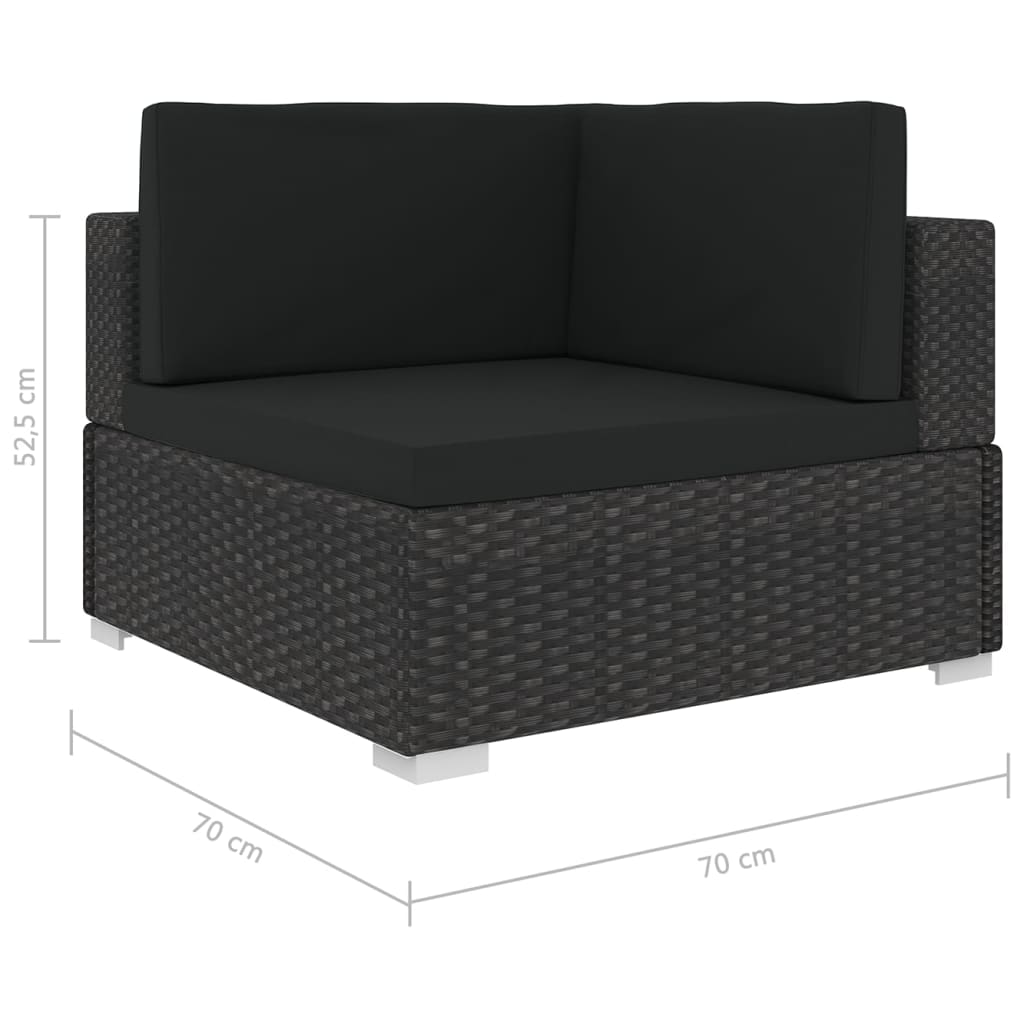 Poltrona Modulare ad Angolo 1 pz con Cuscini in Polyrattan Nero - homemem39