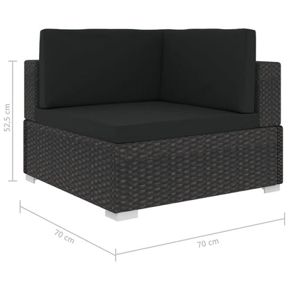 Poltrona Modulare ad Angolo 1 pz con Cuscini in Polyrattan Nero - homemem39