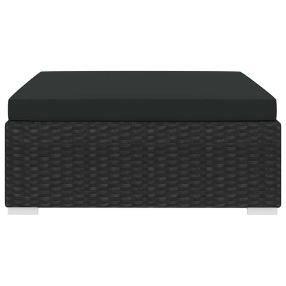 Poggiapiedi Modulare 1 pz con Cuscino in Polyrattan Nero | homemem39