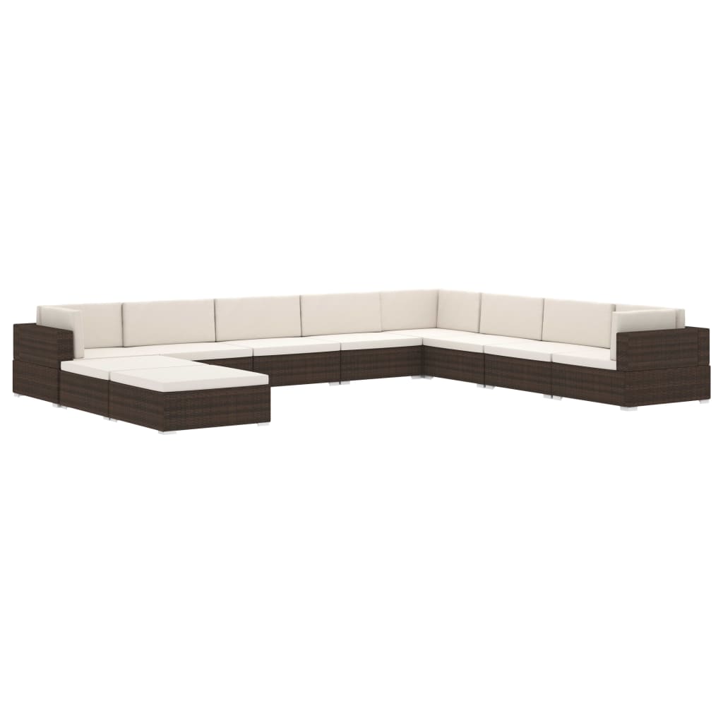 Poggiapiedi Modulare 1 pz con Cuscino in Polyrattan Nero | homemem39