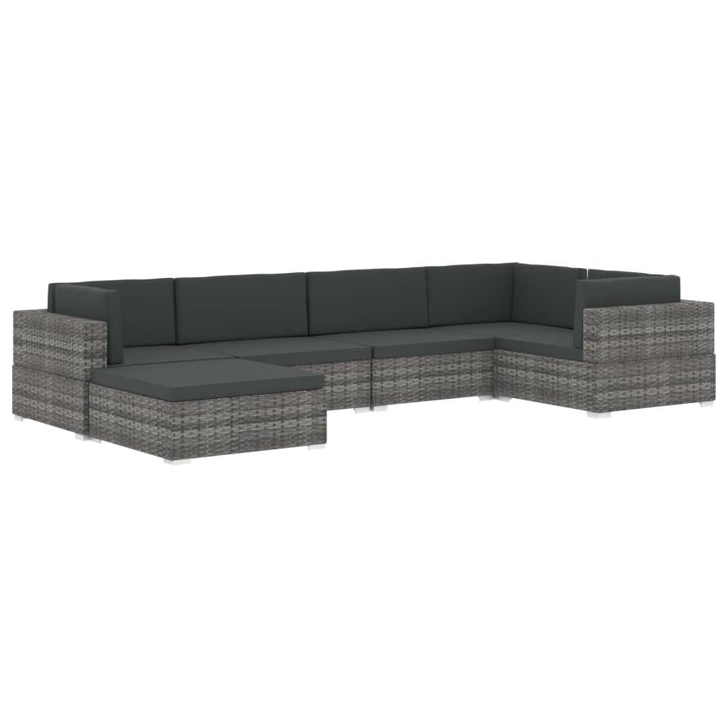 Poggiapiedi Modulare 1 pz con Cuscino in Polyrattan Nero | homemem39