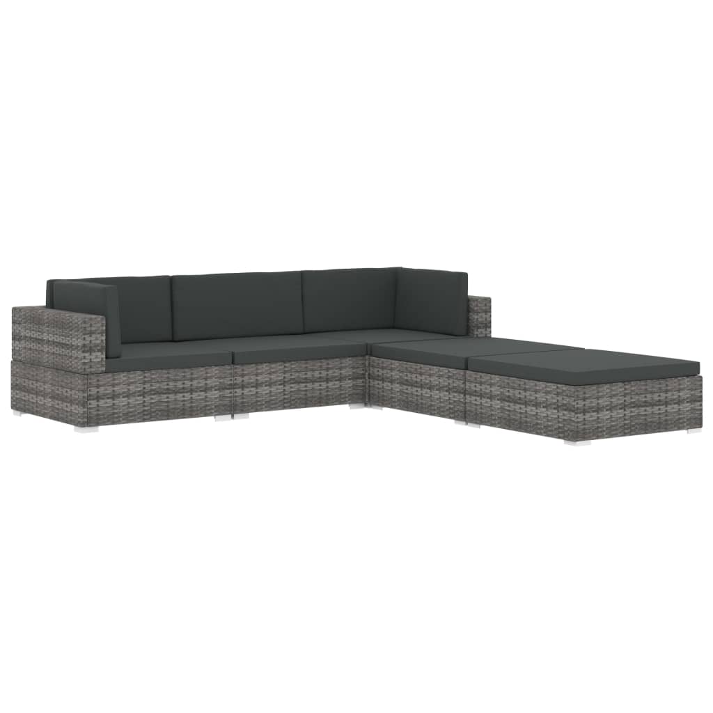 Poggiapiedi Modulare 1 pz con Cuscino in Polyrattan Nero | homemem39