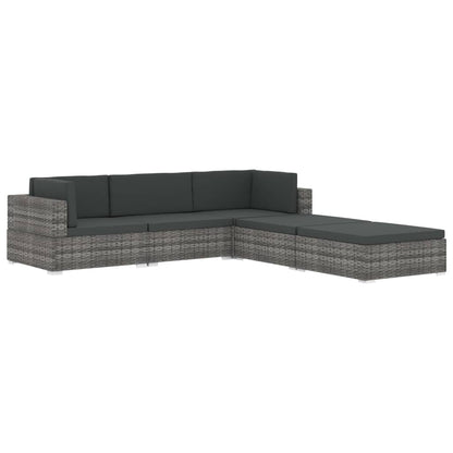 Poggiapiedi Modulare 1 pz con Cuscino in Polyrattan Nero | homemem39