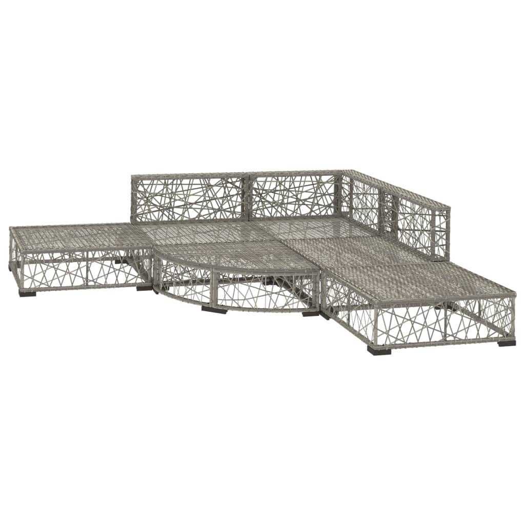 Set Divani da Giardino 6 pz con Cuscini in Polyrattan Grigio - homemem39