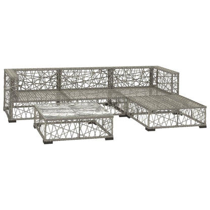 Set Divani da Giardino 5 pz con Cuscini in Polyrattan Grigio | homemem39