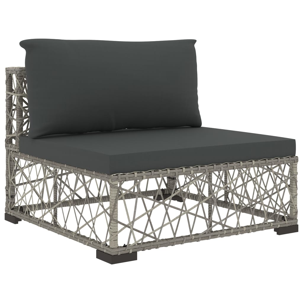 Set Divani da Giardino 5 pz con Cuscini in Polyrattan Grigio | homemem39