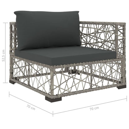 Set Divani da Giardino 5 pz con Cuscini in Polyrattan Grigio | homemem39