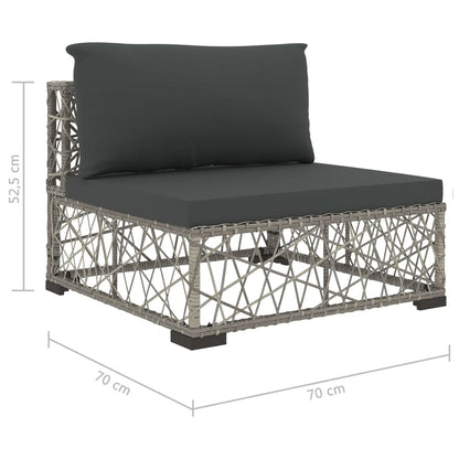 Set Divani da Giardino 10 pz con Cuscini in Polyrattan Grigio - homemem39