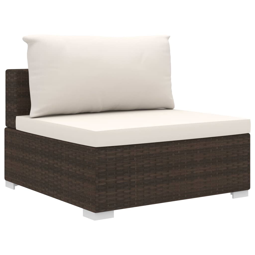 Set Divani da Giardino 10 pz con Cuscini in Polyrattan Marrone - homemem39
