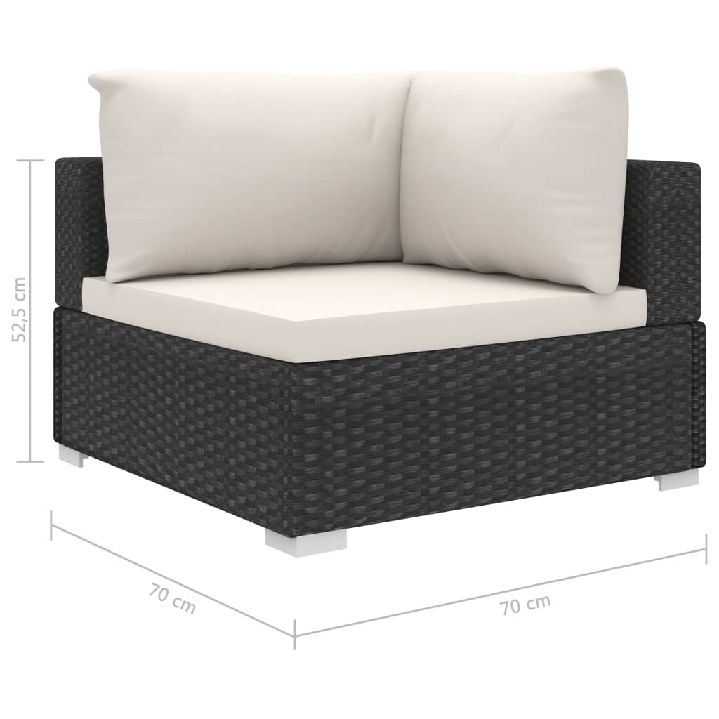 Set Divani da Giardino 10 pz con Cuscini in Polyrattan Nero - homemem39