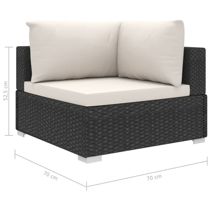 Set Divani da Giardino 10 pz con Cuscini in Polyrattan Nero - homemem39
