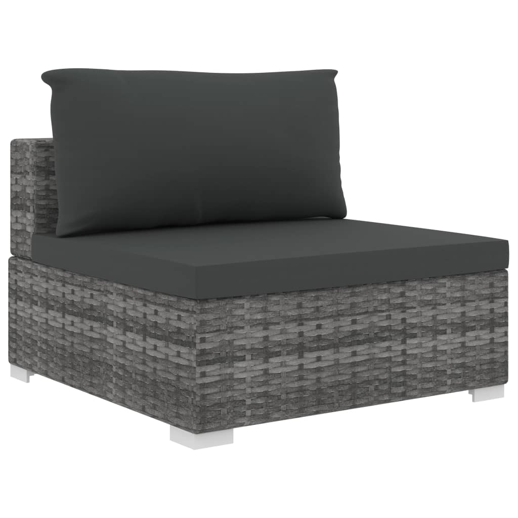 Set Divani da Giardino 10 pz con Cuscini in Polyrattan Grigio - homemem39