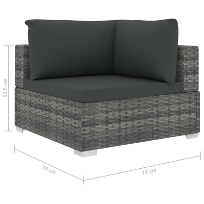 Set Divani da Giardino 10 pz con Cuscini in Polyrattan Grigio - homemem39