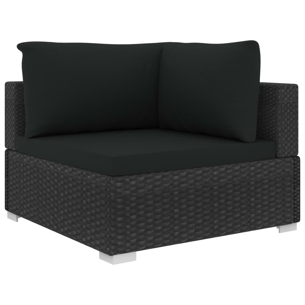 Set Divani da Giardino 10 pz con Cuscini in Polyrattan Nero - homemem39