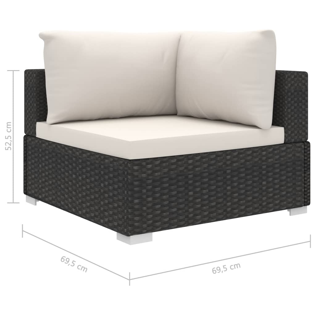 Set Divani da Giardino 11 pz con Cuscini in Polyrattan Nero