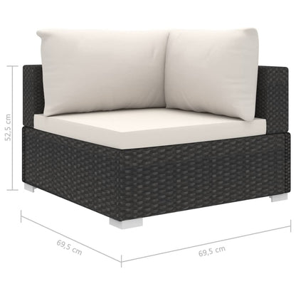 Set Divani da Giardino 11 pz con Cuscini in Polyrattan Nero