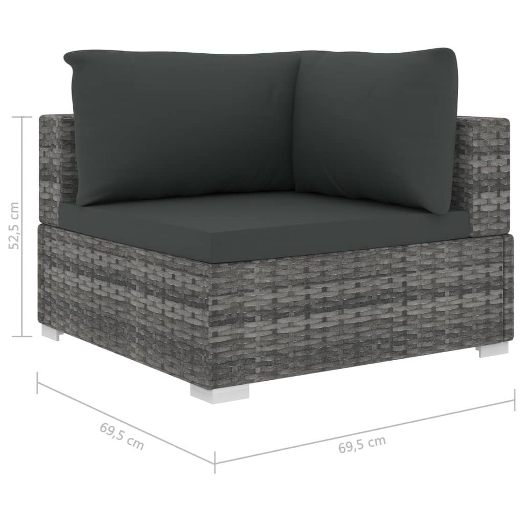 Set Divani da Giardino 11 pz con Cuscini in Polyrattan Grigio - homemem39