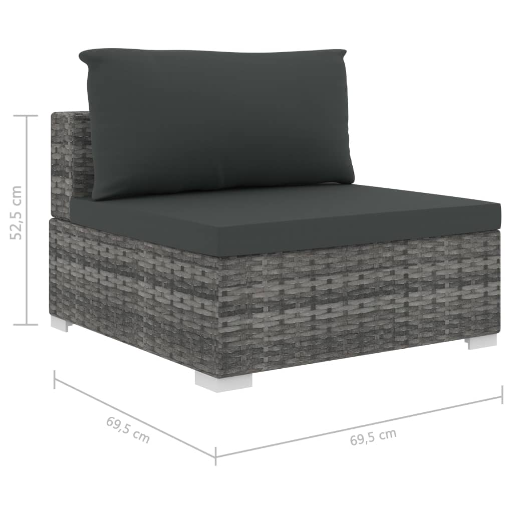 Set Divani da Giardino 11 pz con Cuscini in Polyrattan Grigio - homemem39