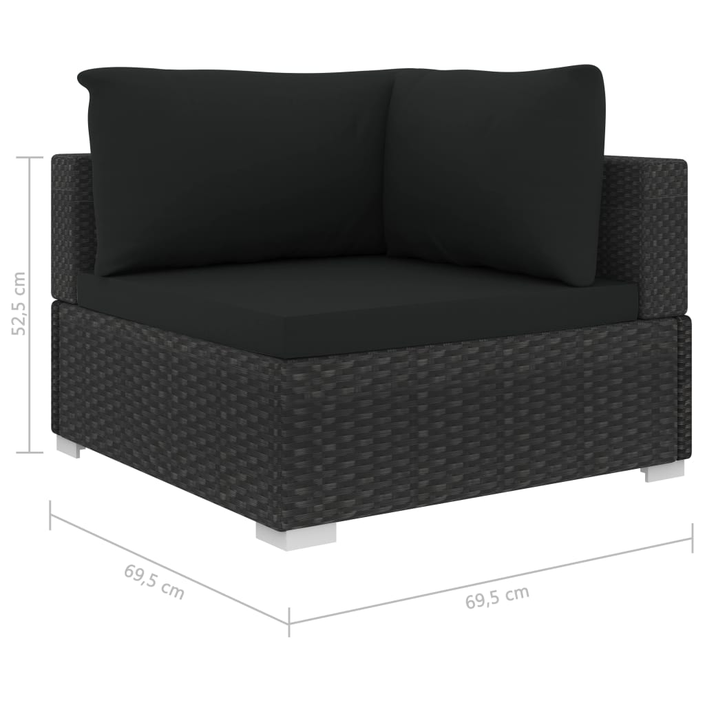 Set Divani da Giardino 11 pz con Cuscini in Polyrattan Nero - homemem39