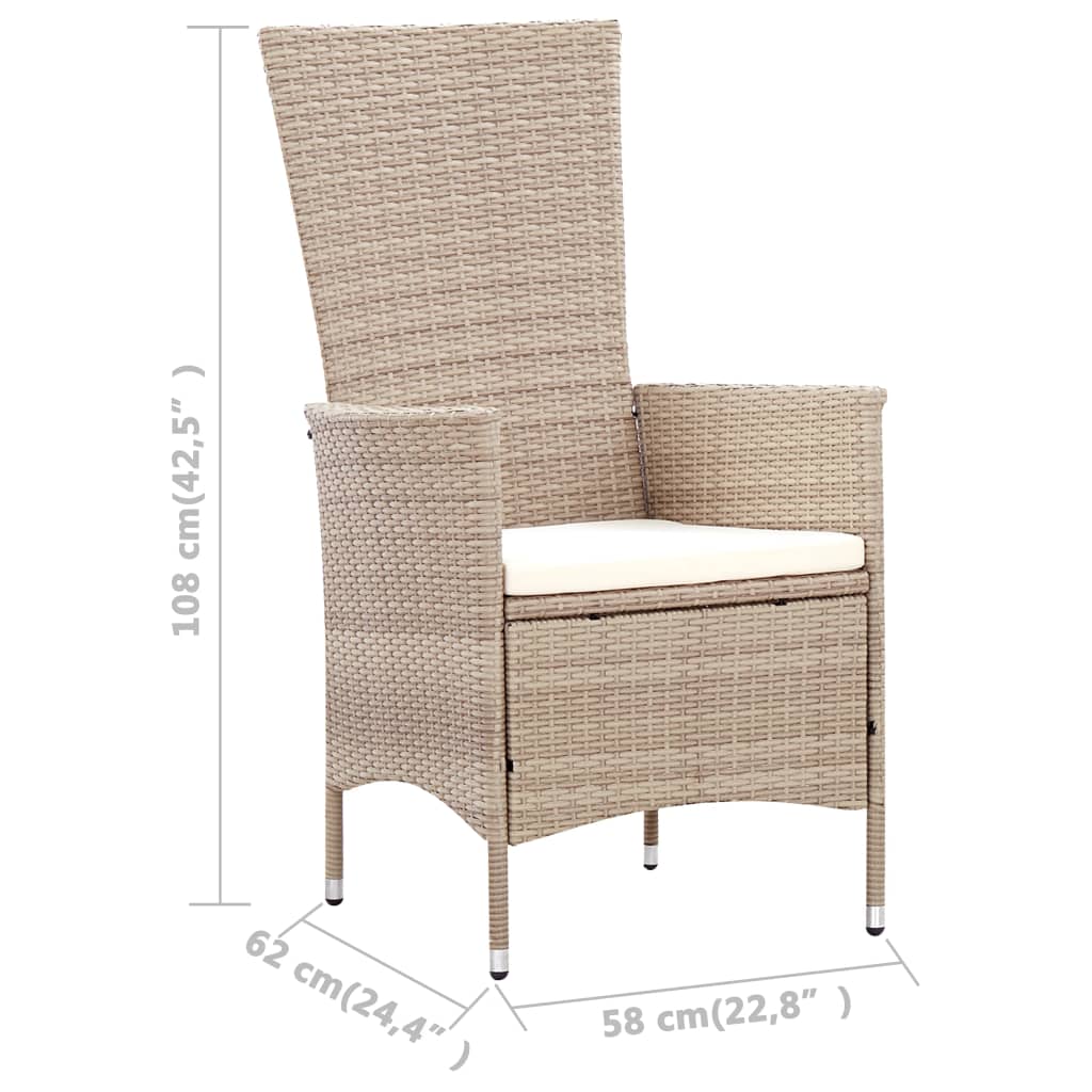 Set da Pranzo da Giardino 7 pz con Cuscini in Polyrattan Beige | homemem39