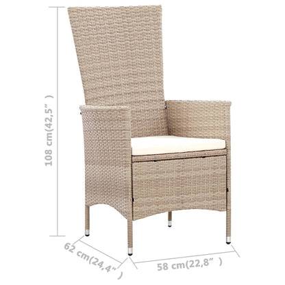 Set da Pranzo da Giardino 7 pz con Cuscini in Polyrattan Beige | homemem39