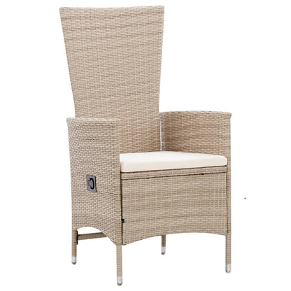 Set da Pranzo da Giardino 7 pz con Cuscini in Polyrattan Beige | homemem39