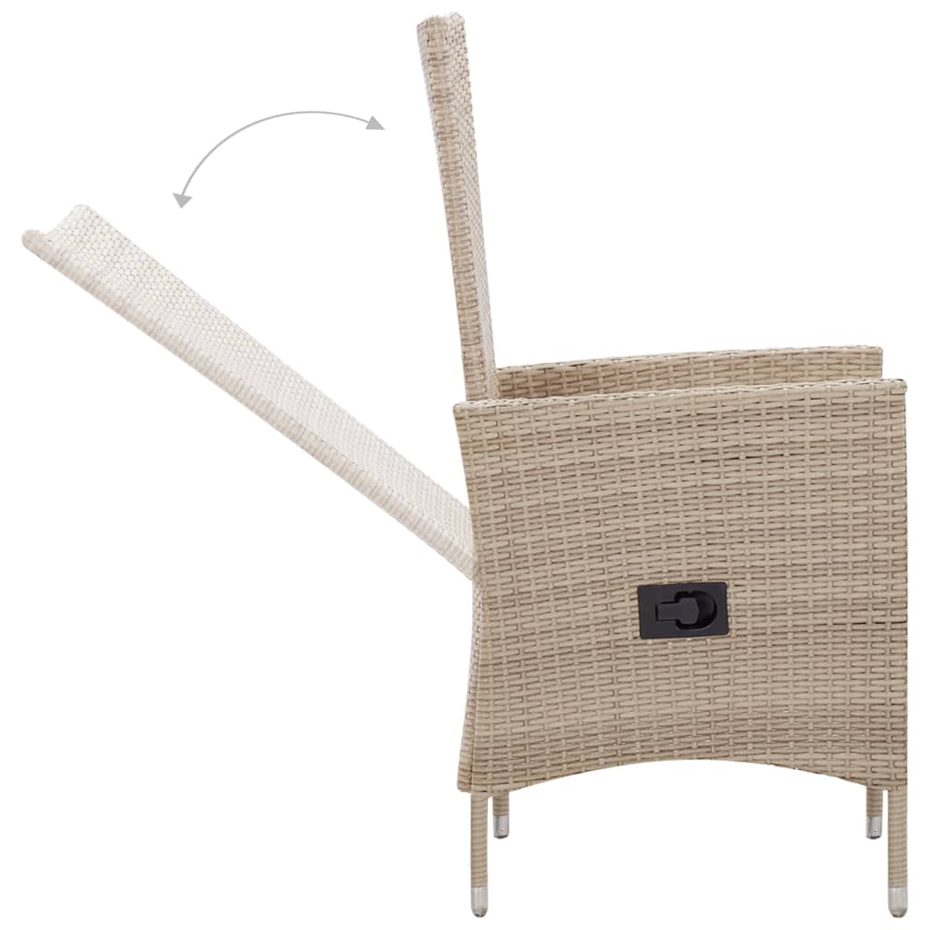 Set da Pranzo da Giardino 7 pz con Cuscini in Polyrattan Beige | homemem39