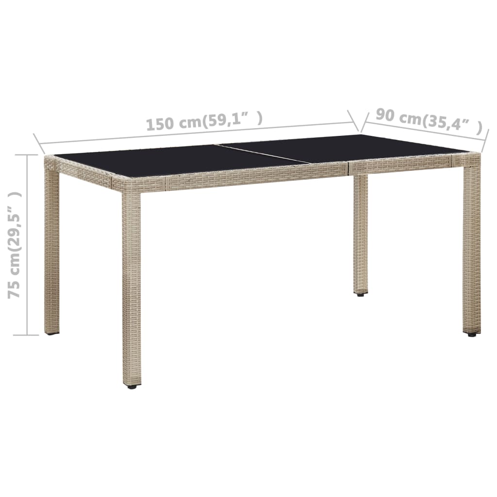 Set da Pranzo da Giardino 7 pz con Cuscini in Polyrattan Beige | homemem39