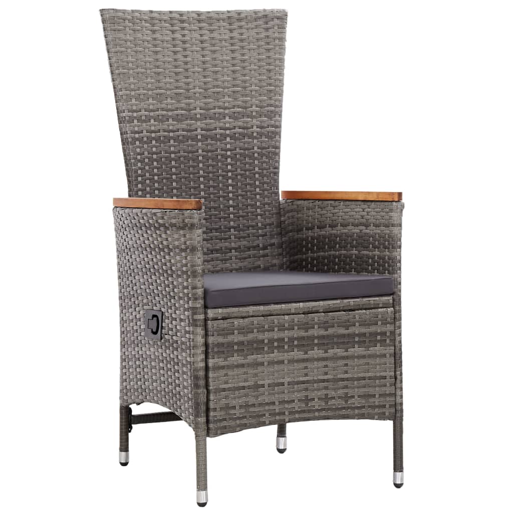 Set da Pranzo da Esterno 9 pz con Cuscini in Polyrattan Grigio | homemem39