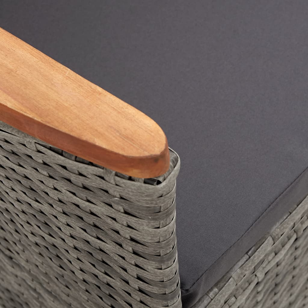 Set da Pranzo da Esterno 9 pz con Cuscini in Polyrattan Grigio | homemem39
