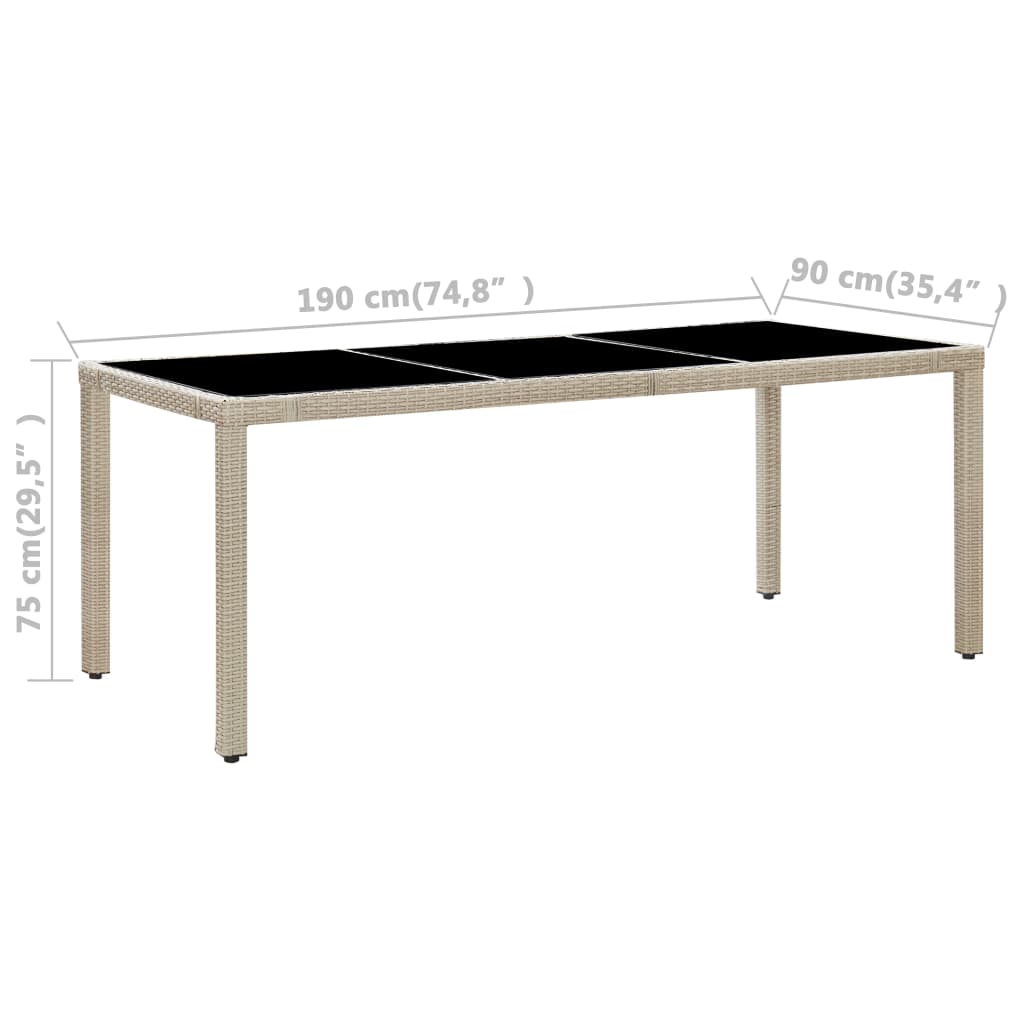 Set da Pranzo da Giardino 9 pz con Cuscini in Polyrattan Beige | homemem39
