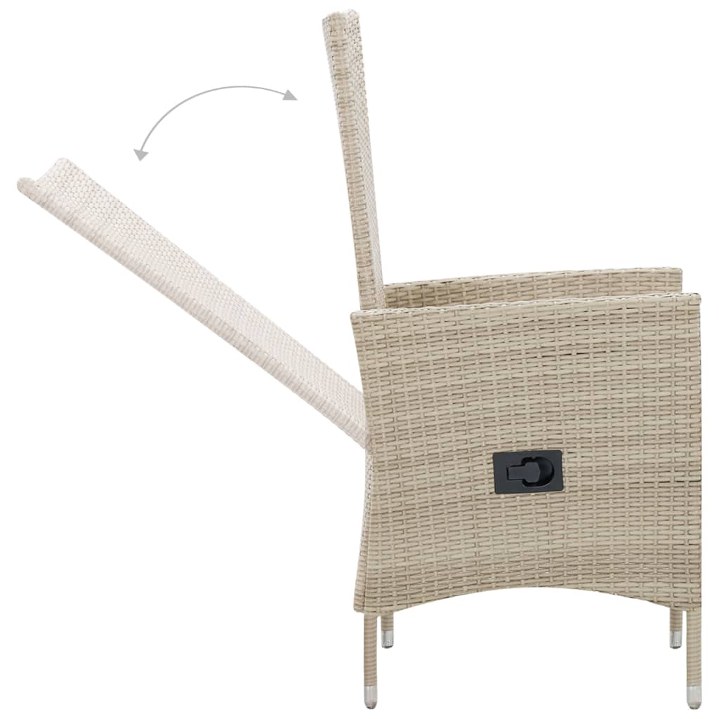 Set da Pranzo da Giardino 9 pz con Cuscini in Polyrattan Beige | homemem39