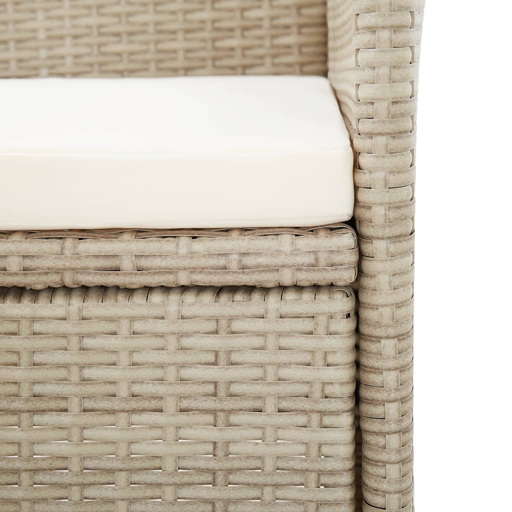 Set da Pranzo da Giardino 9 pz con Cuscini in Polyrattan Beige | homemem39