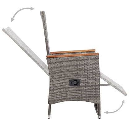 Set da Pranzo da Esterno 9 pz con Cuscini in Polyrattan Grigio - homemem39