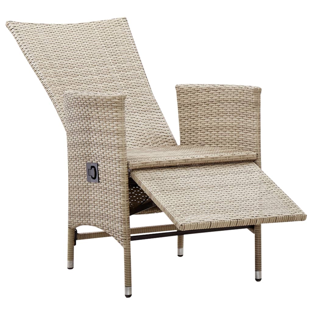 Sedie da Giardino Reclinabili 2 pz con Cuscini Polyrattan Beige | homemem39