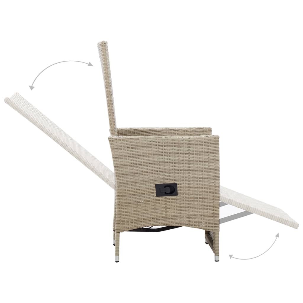 Sedie da Giardino Reclinabili 2 pz con Cuscini Polyrattan Beige | homemem39