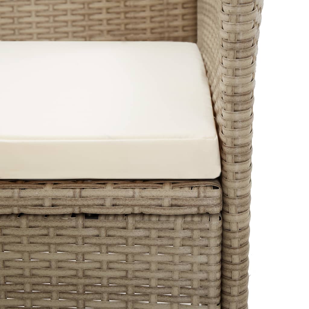 Set da Pranzo da Giardino 9 pz con Cuscini in Polyrattan Beige - homemem39